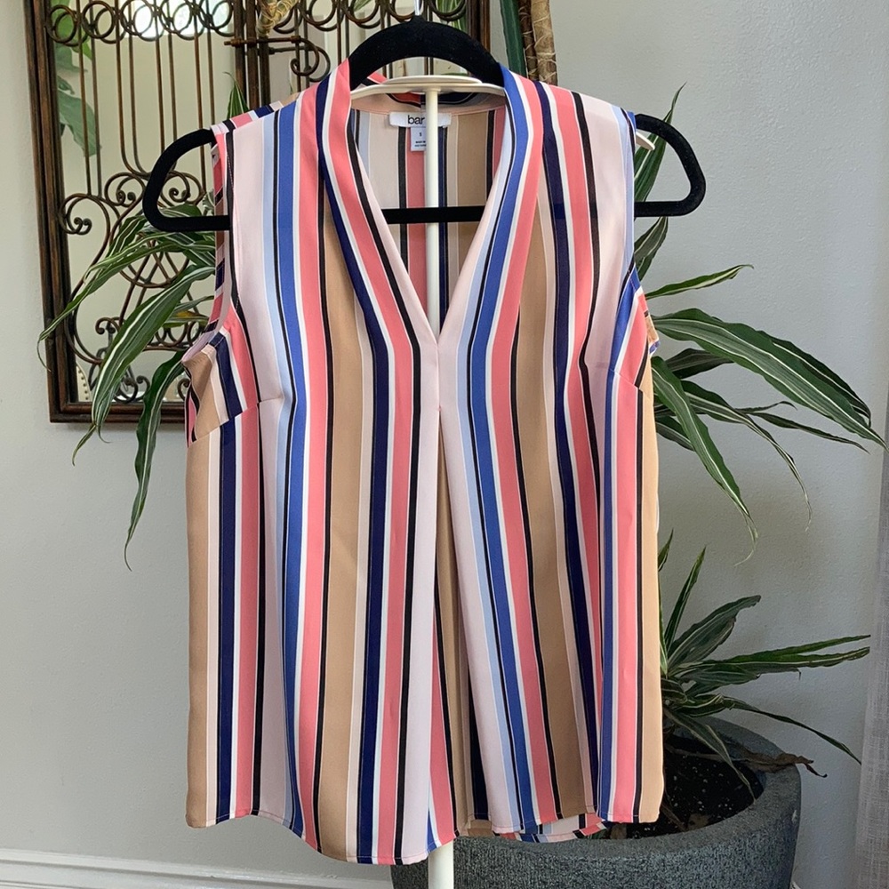 Bar III multi color short sleeve striped top